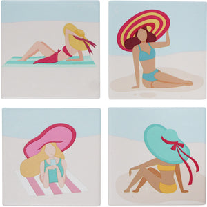 Coasters set 4- Beach Girls