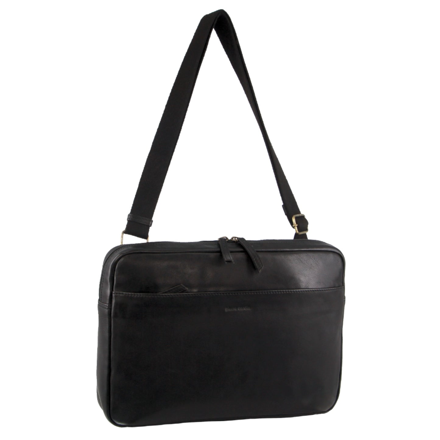 Pierre Cardin Leather Computer Bag - Black